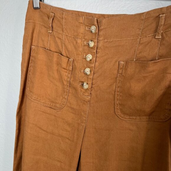 Maeve By Anthropologie Womens Relaxed Leg Trouser Pants Linen Blend Size 2 - Picture 8 of 13
